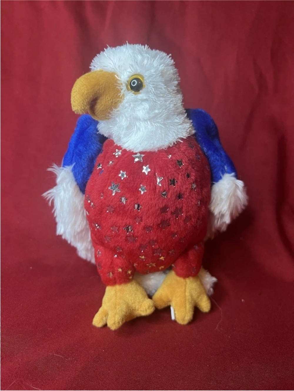 Ty Beanie Baby American The bald Eagle - Red, White, Blue with silver stars .New